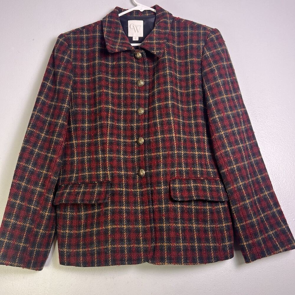 Vintage Clifford & Wills Wool Plaid Blazer Jacket Womens Size 12 Y2K Preppy 90s